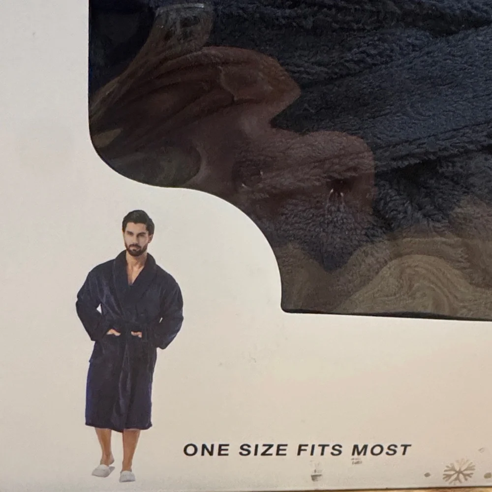 Men's Navy Blue Robe - Picture 1 of 3